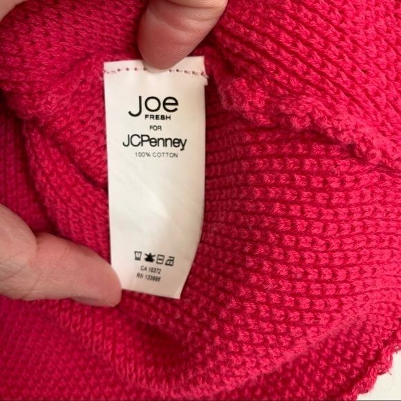 Joe Fresh Bright Pink Tight Knit Peplum Blouse Tank Top size Small - Picture 7 of 8